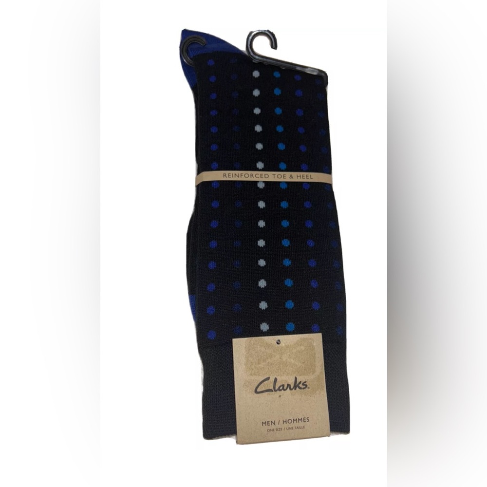 Clarks Mens Black Polka Dot Crew Sock One Size Fits Most Reinforced Toe & Heel